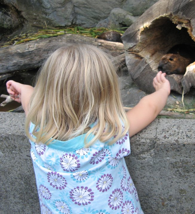 Frieda bewundert ein Nutria